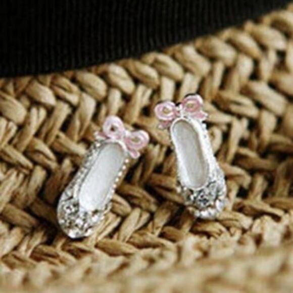Ballet Slipper Shoe Post Earrings - Picture 3 of 4